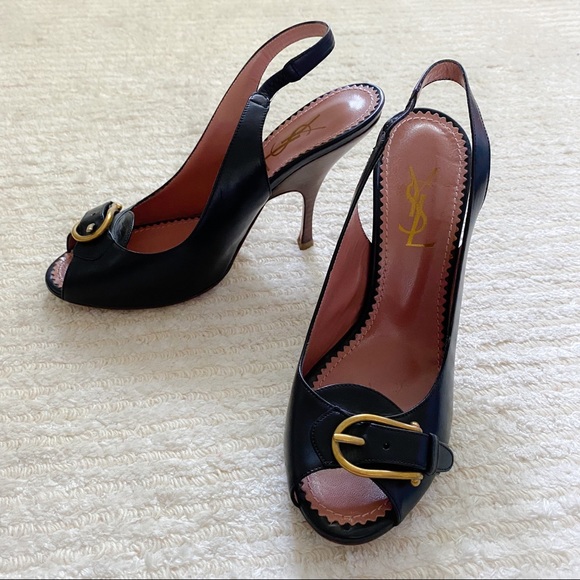YSL black leather slingbacks - Picture 13 of 16